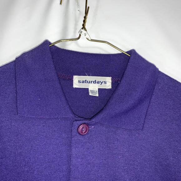 Saturday’s Purple 3/4 Button Up Long Sleeve Pull Over With  Caller Size Small - Picture 4 of 8